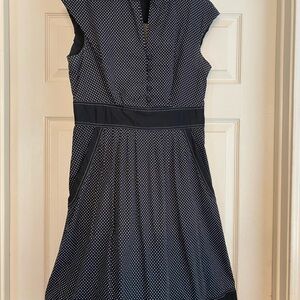 Retro-vibe Black and White Polka Dot Dress; Beautifully made; Size 8/6
